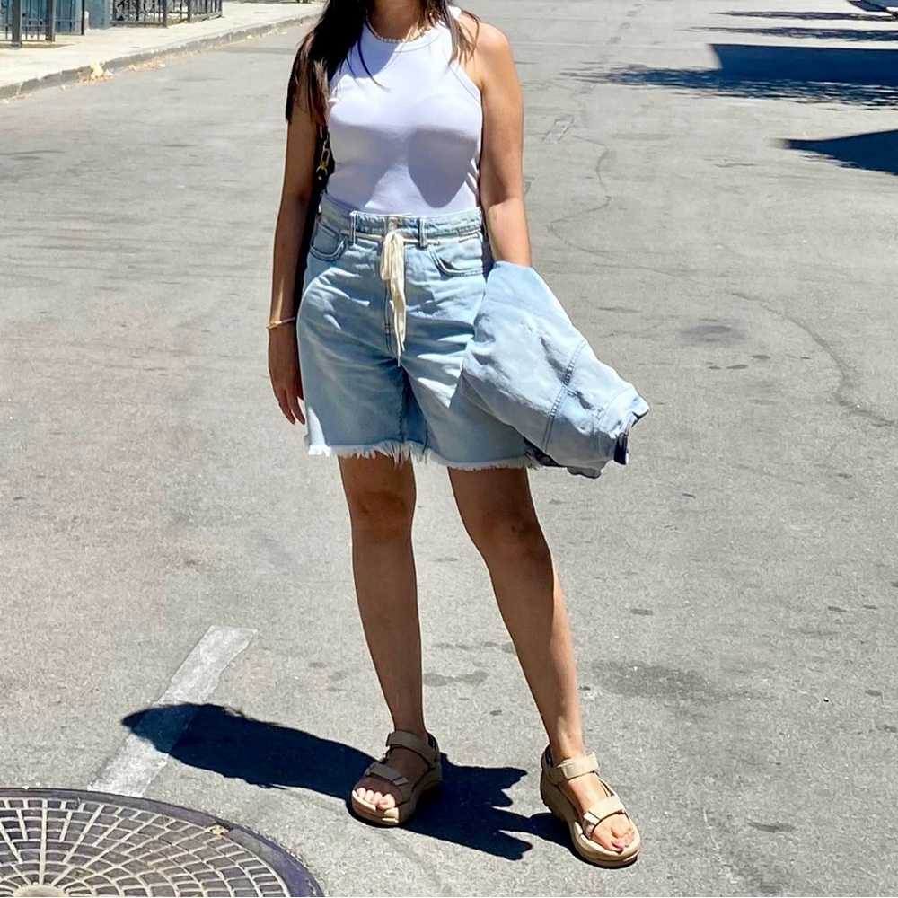 PILCRO Faded Denim Shorts